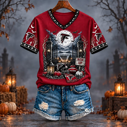 PREMIUM NFL X ATL EXCLUSIVE SPOOKY NIGHT VNECK- TSHIRT LIMITED EDITION