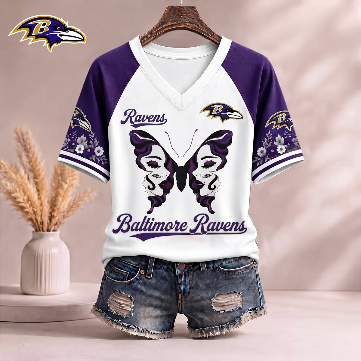PREMIUM NFL X BAL EXCLUSIVE Butterfly Wings V-Neck Shirt V3 Limited Edition