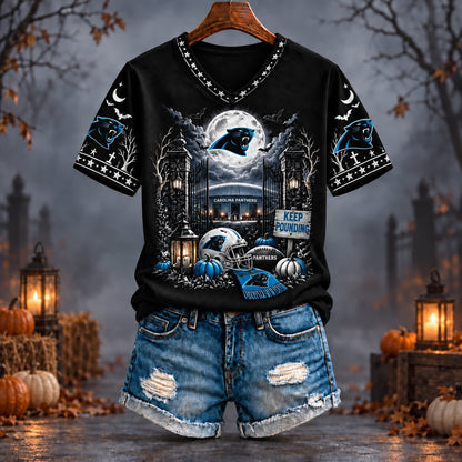 PREMIUM NFL X CAR EXCLUSIVE SPOOKY NIGHT VNECK- TSHIRT LIMITED EDITION