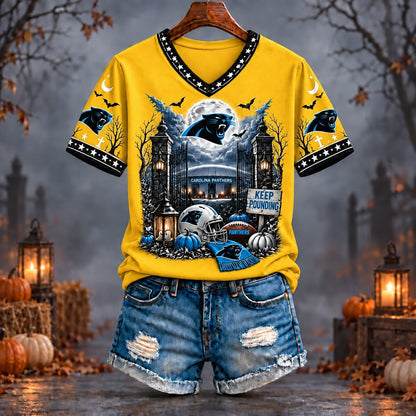 PREMIUM NFL X CAR EXCLUSIVE SPOOKY NIGHT VNECK- TSHIRT LIMITED EDITION