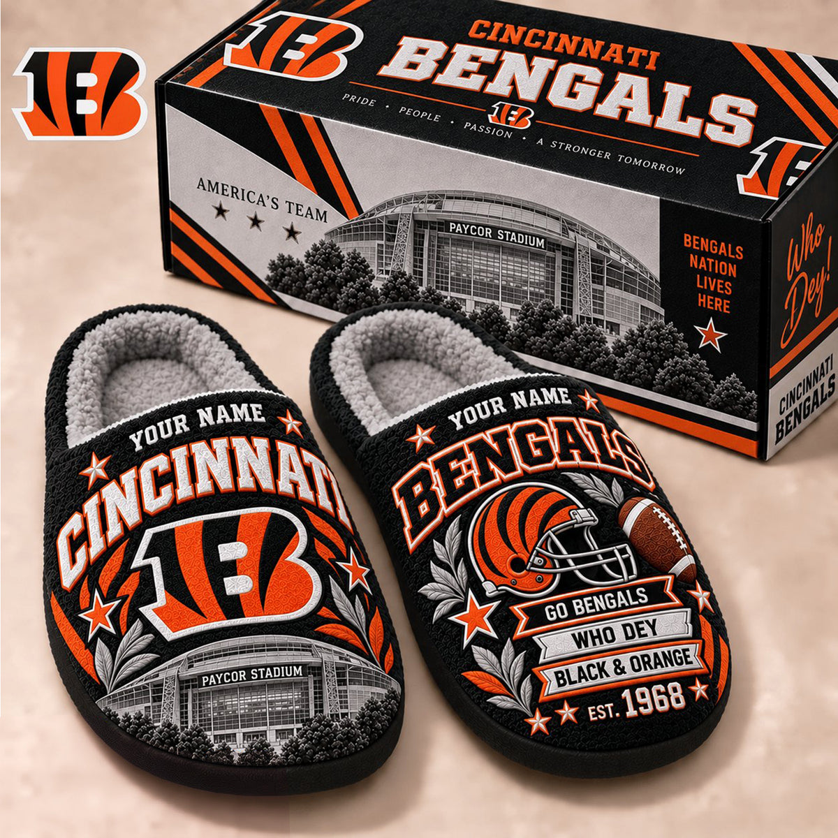 PREMIUM NFL X CIN EXCLUSIVE Personalized Slippers Limited Edition Gift for Fan