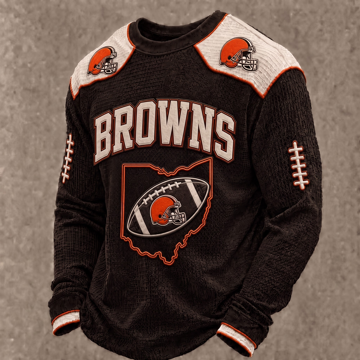 PREMIUM NFL X CLE The Gridiron Luxe Waffle Sweatshirt Limited Edition
