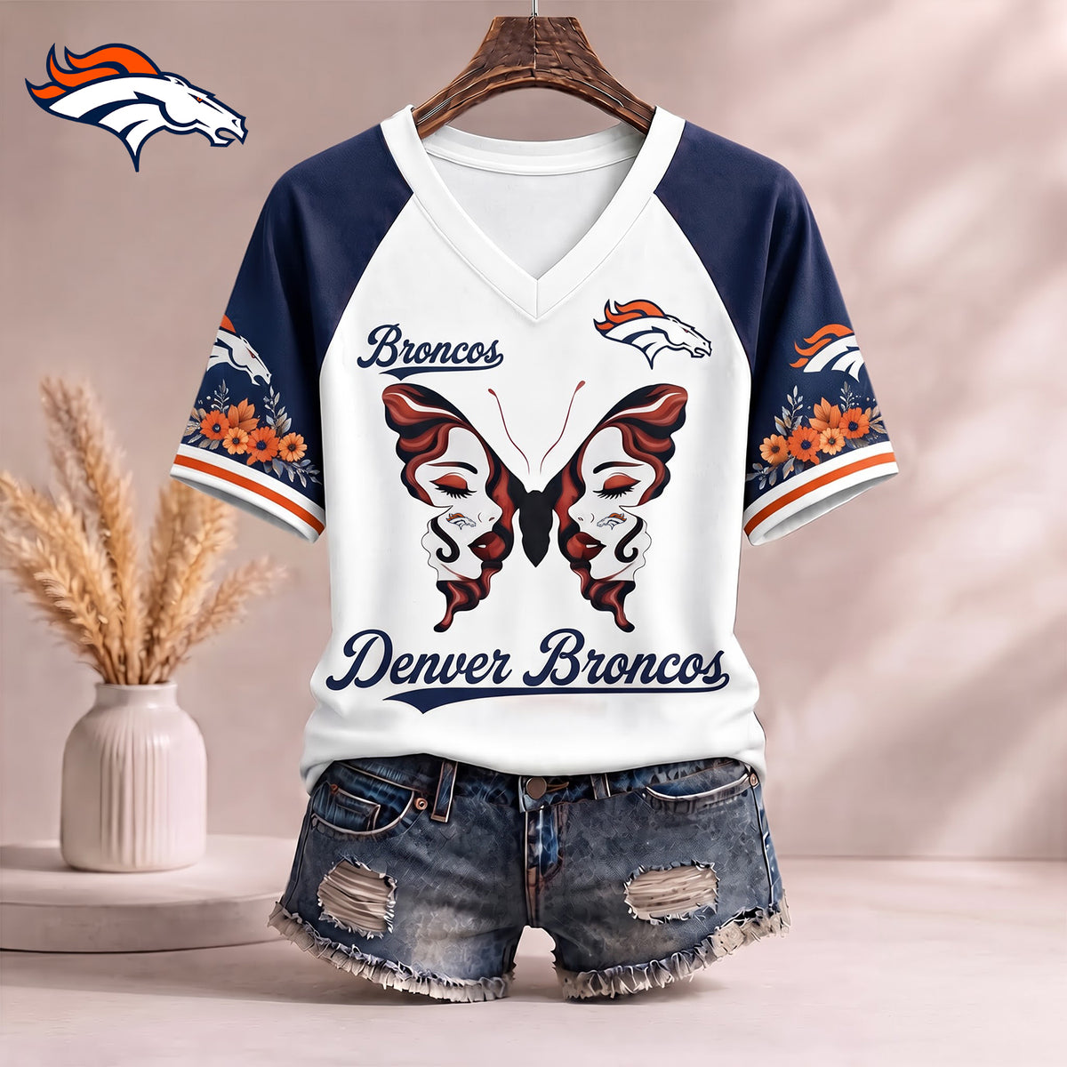 PREMIUM NFL X DEN EXCLUSIVE Butterfly Wings V-Neck Shirt V3 Limited Edition