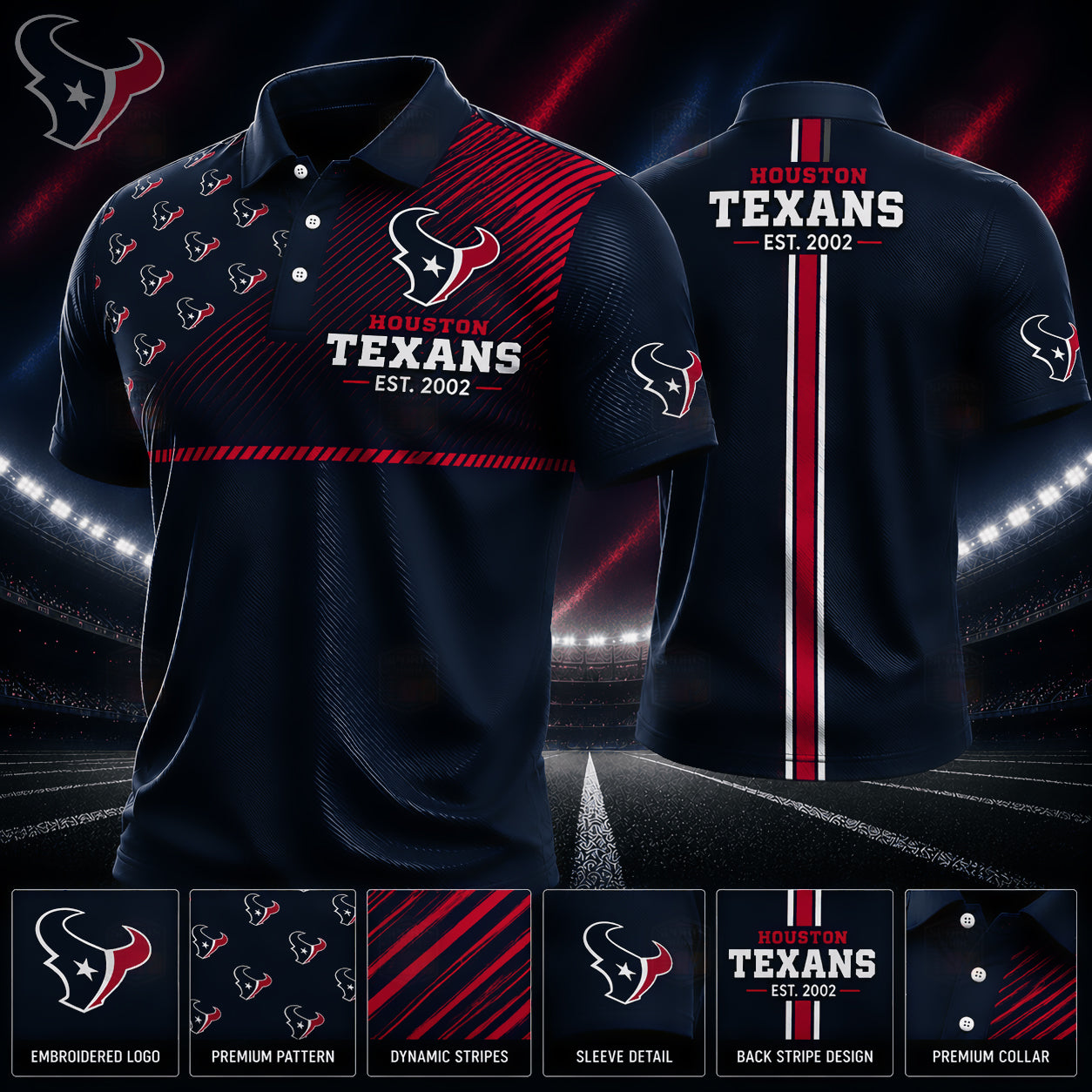 PREMIUM NFL X HOU GAMEDAY LUXURY POLO SHIRT 190626