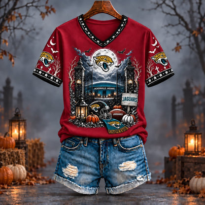 PREMIUM NFL X JAC EXCLUSIVE SPOOKY NIGHT VNECK- TSHIRT LIMITED EDITION