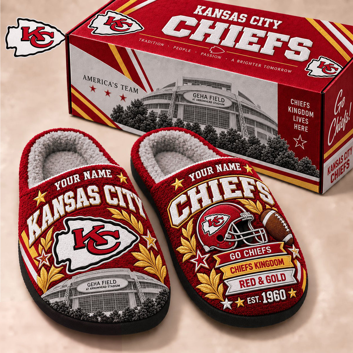 PREMIUM NFL X KC EXCLUSIVE Personalized Slippers Limited Edition Gift for Fan