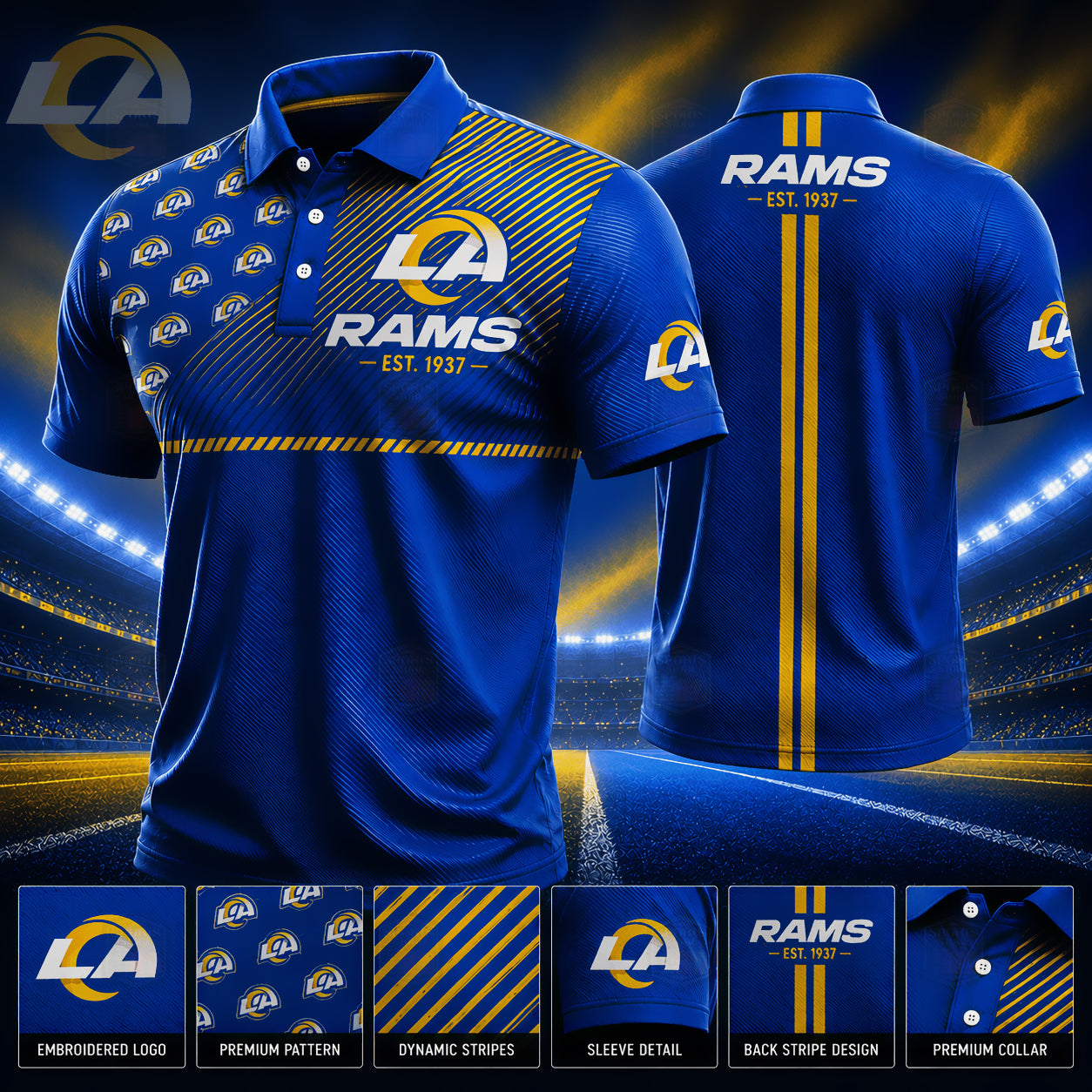 PREMIUM NFL X LAR GAMEDAY LUXURY POLO SHIRT 190626