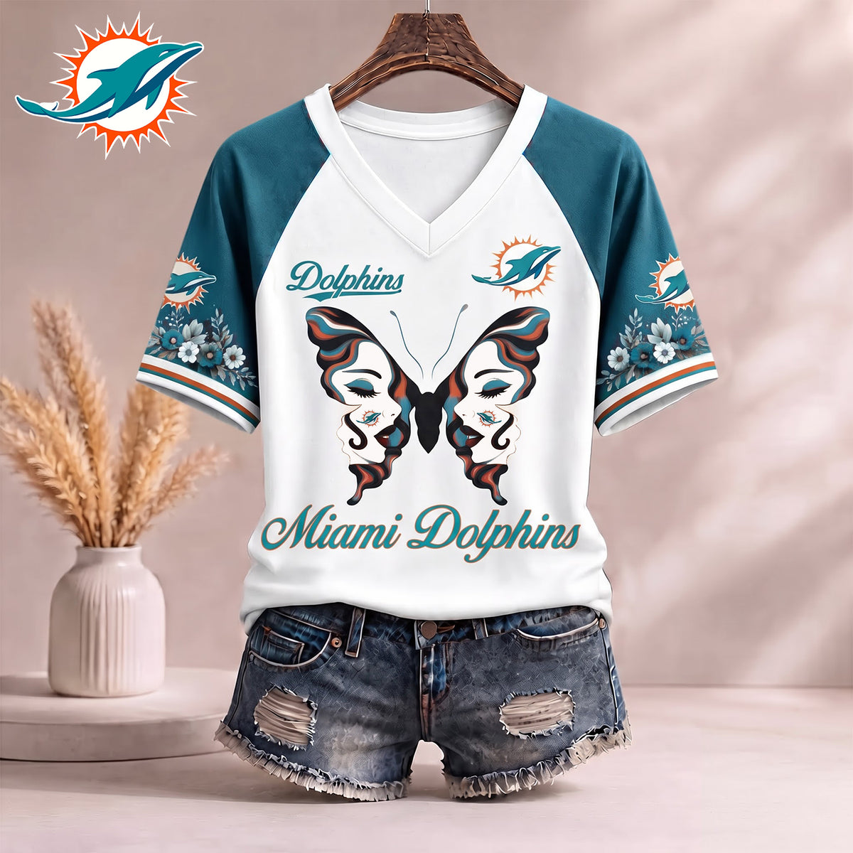 PREMIUM NFL X MIA EXCLUSIVE Butterfly Wings V-Neck Shirt V3 Limited Edition
