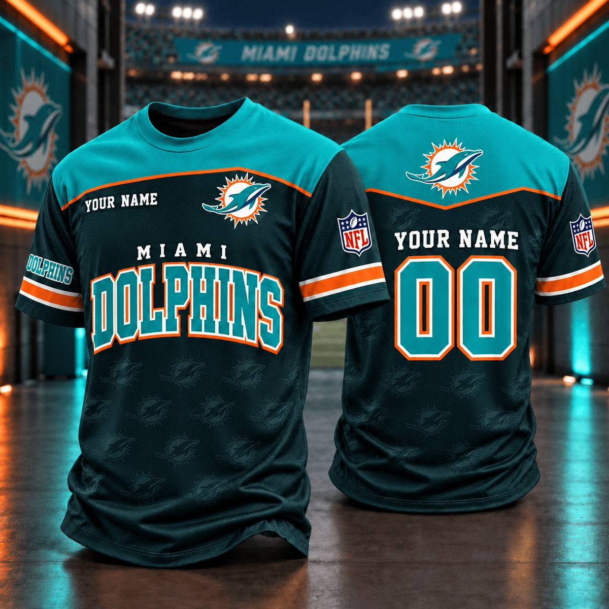 PREMIUM NFL X MIA EXCLUSIVE PERSONALIZED CREW SHIRT FOR FAN