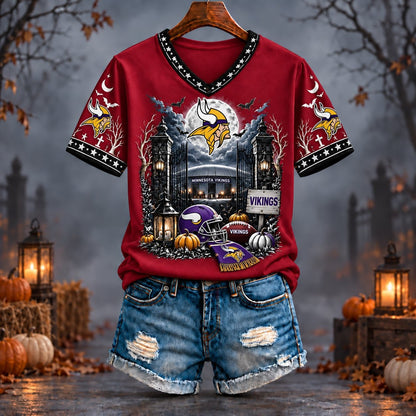 PREMIUM NFL X MIN EXCLUSIVE SPOOKY NIGHT VNECK- TSHIRT LIMITED EDITION