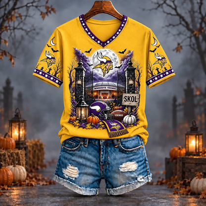 PREMIUM NFL X MIN EXCLUSIVE SPOOKY NIGHT VNECK- TSHIRT LIMITED EDITION