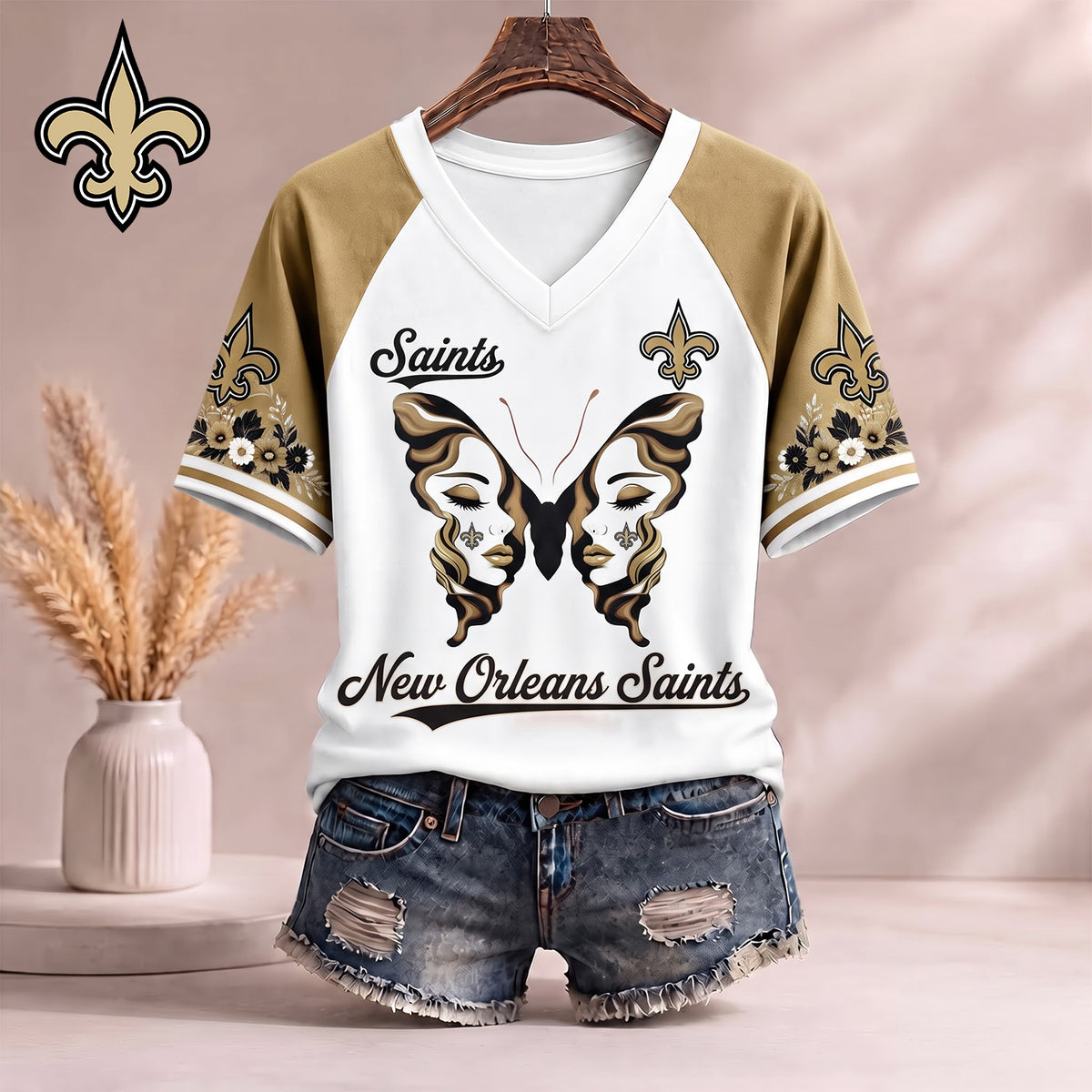 PREMIUM NFL X NO EXCLUSIVE Butterfly Wings V-Neck Shirt V3 Limited Edition