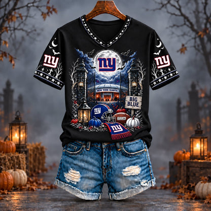 PREMIUM NFL X NYG EXCLUSIVE SPOOKY NIGHT VNECK- TSHIRT LIMITED EDITION