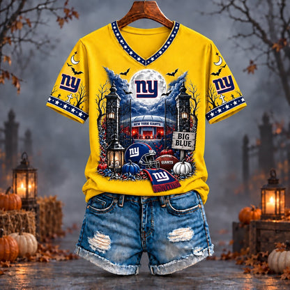PREMIUM NFL X NYG EXCLUSIVE SPOOKY NIGHT VNECK- TSHIRT LIMITED EDITION