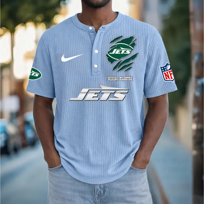 PREMIUM NFL  X  NYJ Crew neck button Henry Shirt Limited Editions NDT VHM 230426