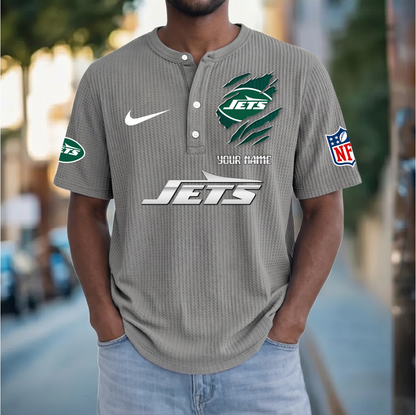 PREMIUM NFL  X  NYJ Crew neck button Henry Shirt Limited Editions NDT VHM 230426