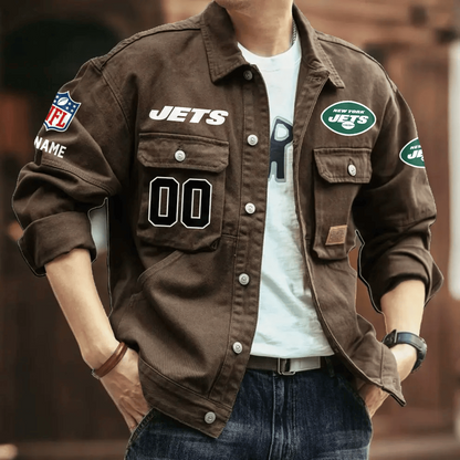 PREMIUM NFL X NYJ Men's Denim Autumn Jackets NDT VHM 090626