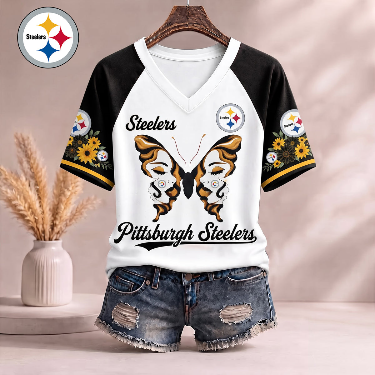 PREMIUM NFL X PIT EXCLUSIVE Butterfly Wings V-Neck Shirt V3 Limited Edition