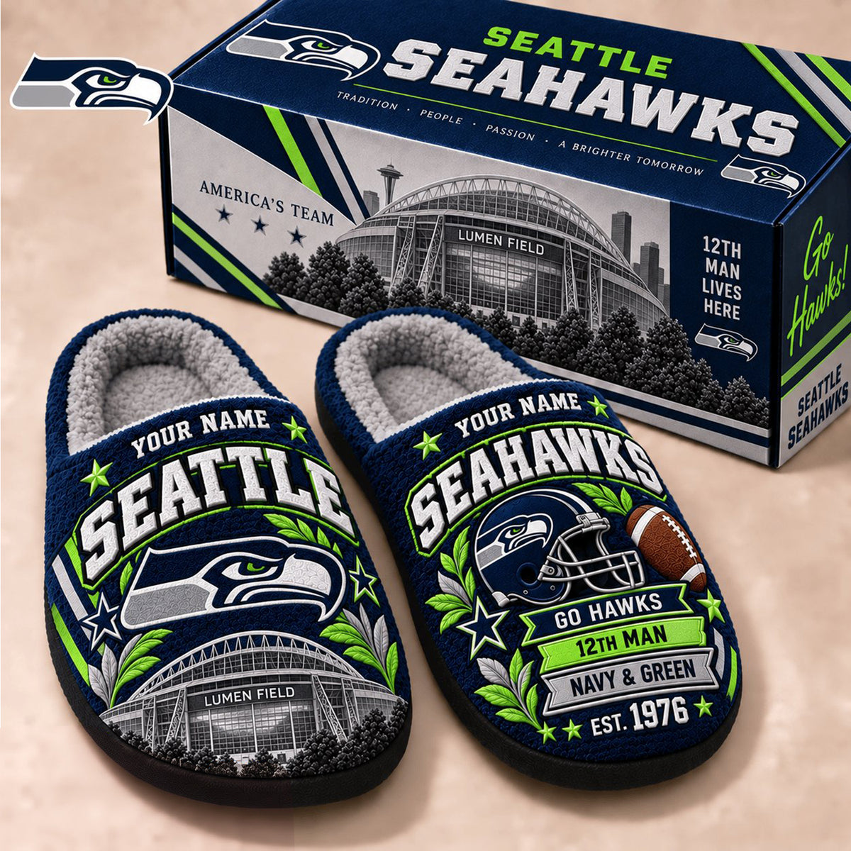 PREMIUM NFL X SEA EXCLUSIVE Personalized Slippers Limited Edition Gift for Fan