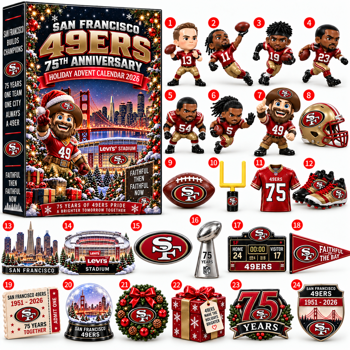 PREMIUM NFL X SF 24-Day Game Day Surprise Countdown Advent Calendar