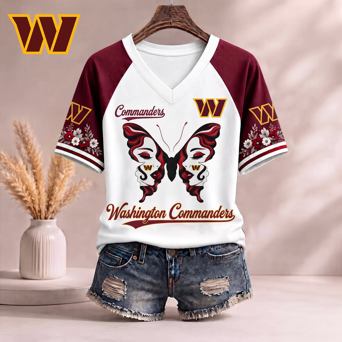 PREMIUM NFL X WAS EXCLUSIVE Butterfly Wings V-Neck Shirt V3 Limited Edition