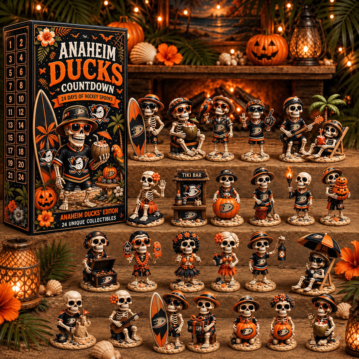 PREMIUM NHL x AD EXCLUSIVE Tropical Skeleton 24 Days Of Halloween Advent Calendar Gift For Fan Hockey LIMITED EDITION