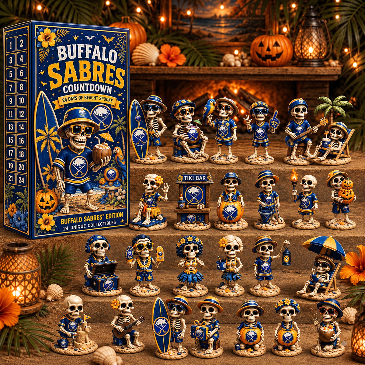 PREMIUM NHL x BS EXCLUSIVE Tropical Skeleton 24 Days Of Halloween Advent Calendar Gift For Fan Hockey LIMITED EDITION