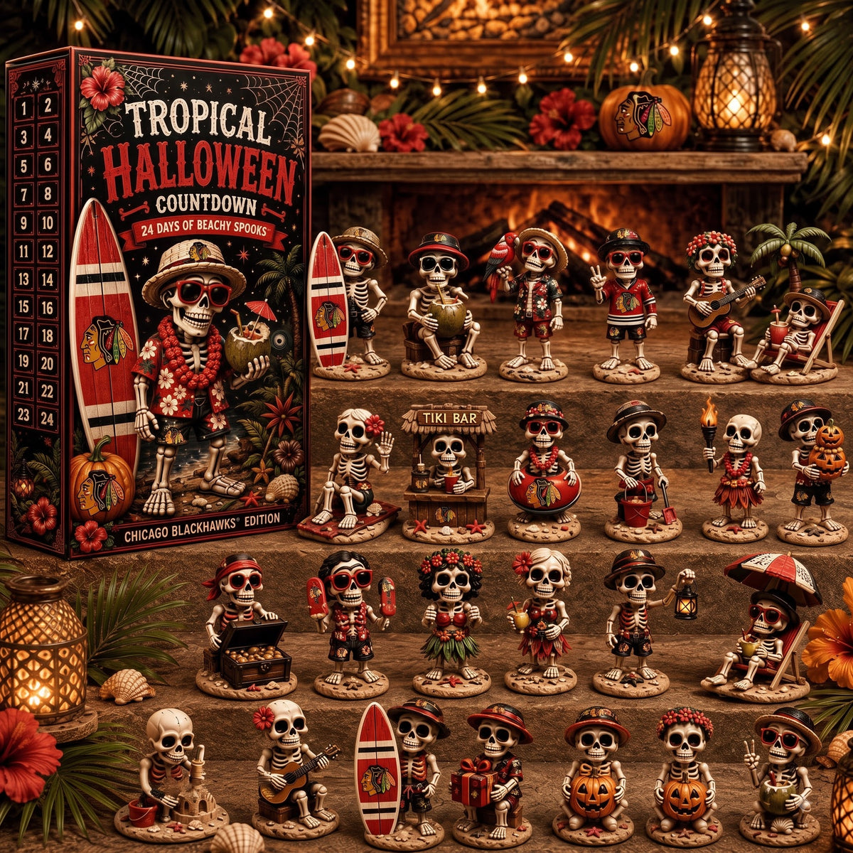 PREMIUM NHL x CB EXCLUSIVE Tropical Skeleton 24 Days Of Halloween Advent Calendar Gift For Fan Hockey LIMITED EDITION