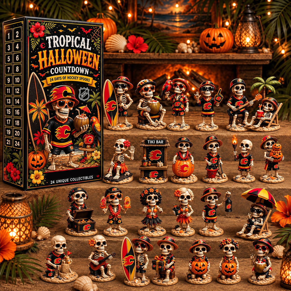 PREMIUM NHL x CF EXCLUSIVE Tropical Skeleton 24 Days Of Halloween Advent Calendar Gift For Fan Hockey LIMITED EDITION