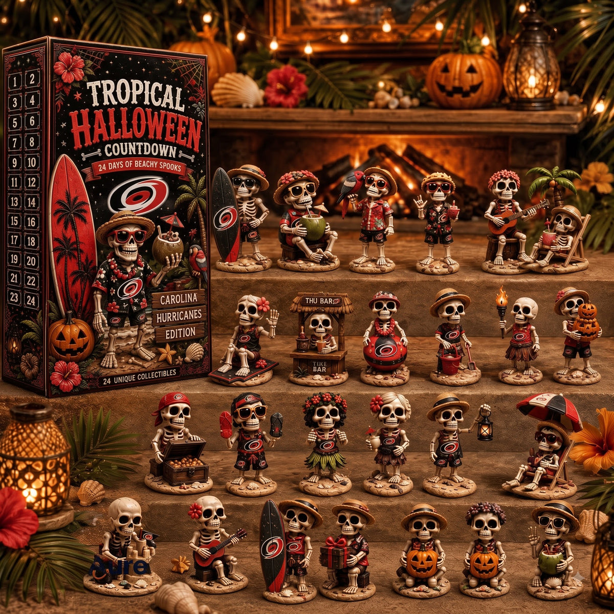 PREMIUM NHL x CH EXCLUSIVE Tropical Skeleton 24 Days Of Halloween Advent Calendar Gift For Fan Hockey LIMITED EDITION