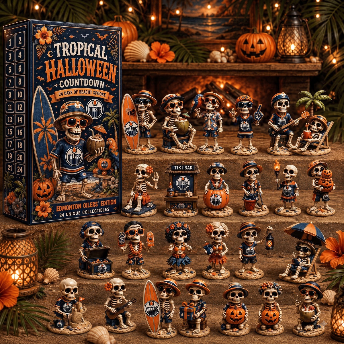 PREMIUM NHL x EO EXCLUSIVE Tropical Skeleton 24 Days Of Halloween Advent Calendar Gift For Fan Hockey LIMITED EDITION