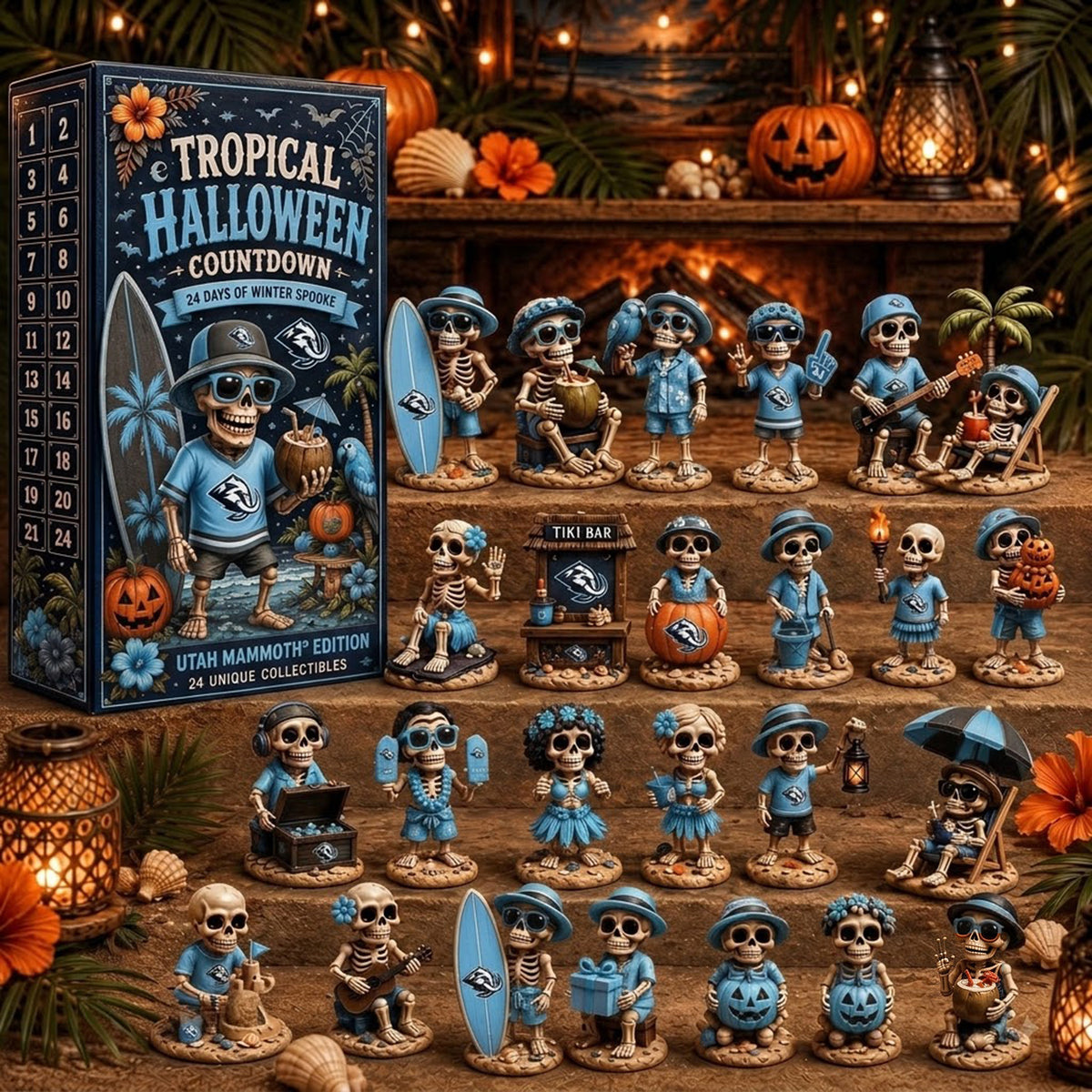 PREMIUM NHL x UM EXCLUSIVE Tropical Skeleton 24 Days Of Halloween Advent Calendar Gift For Fan Hockey LIMITED EDITION