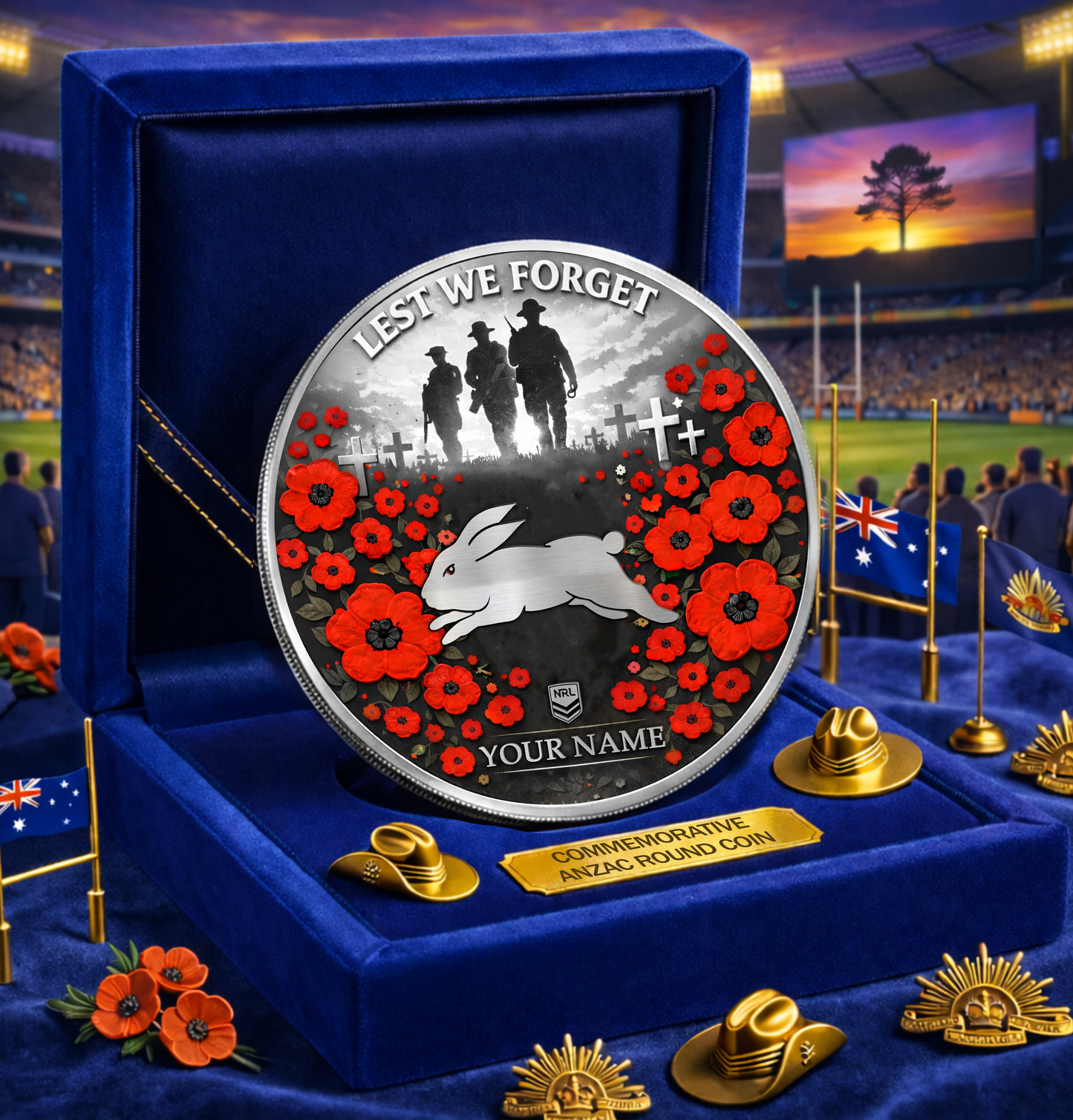 PREMIUM NRL X SSR Anzac Day 2026 Commemorative Coin Custom Name Limited Edition NDT VHM 160326