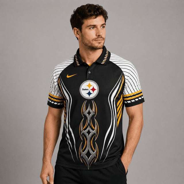 PS Premium NFL Flame Stripe Athletic Polo Shirt