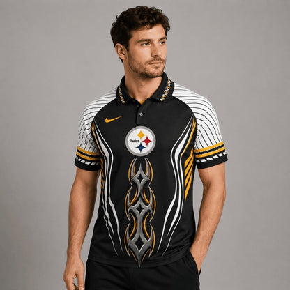 PS Premium NFL Flame Stripe Athletic Polo Shirt