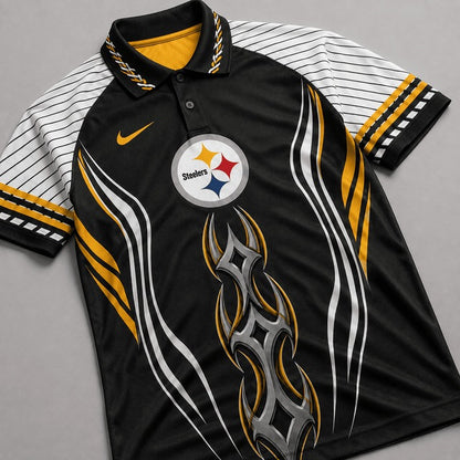 PS Premium NFL Flame Stripe Athletic Polo Shirt