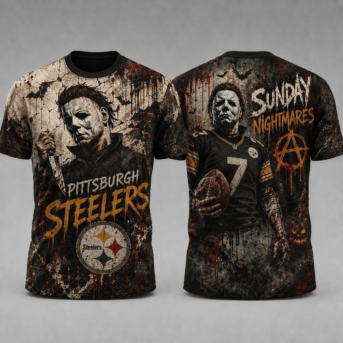 PS Premium NFL Michael Myers Sunday Nightmares 3D T-Shirt For Horror Football Fans