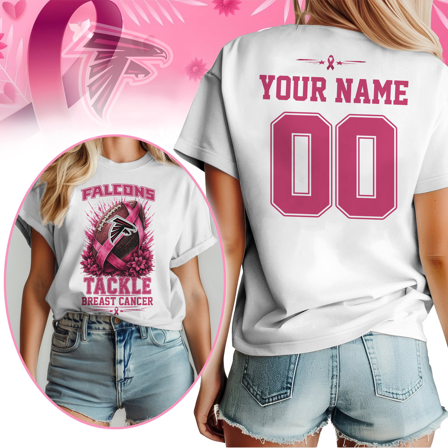 Personalized AF x NFL Premium Tackle Breast Cancer Shirt