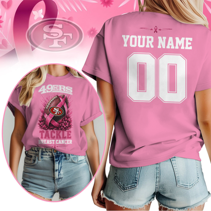 Personalized SF49 x NFL Premium Tackle Breast Cancer Shirt