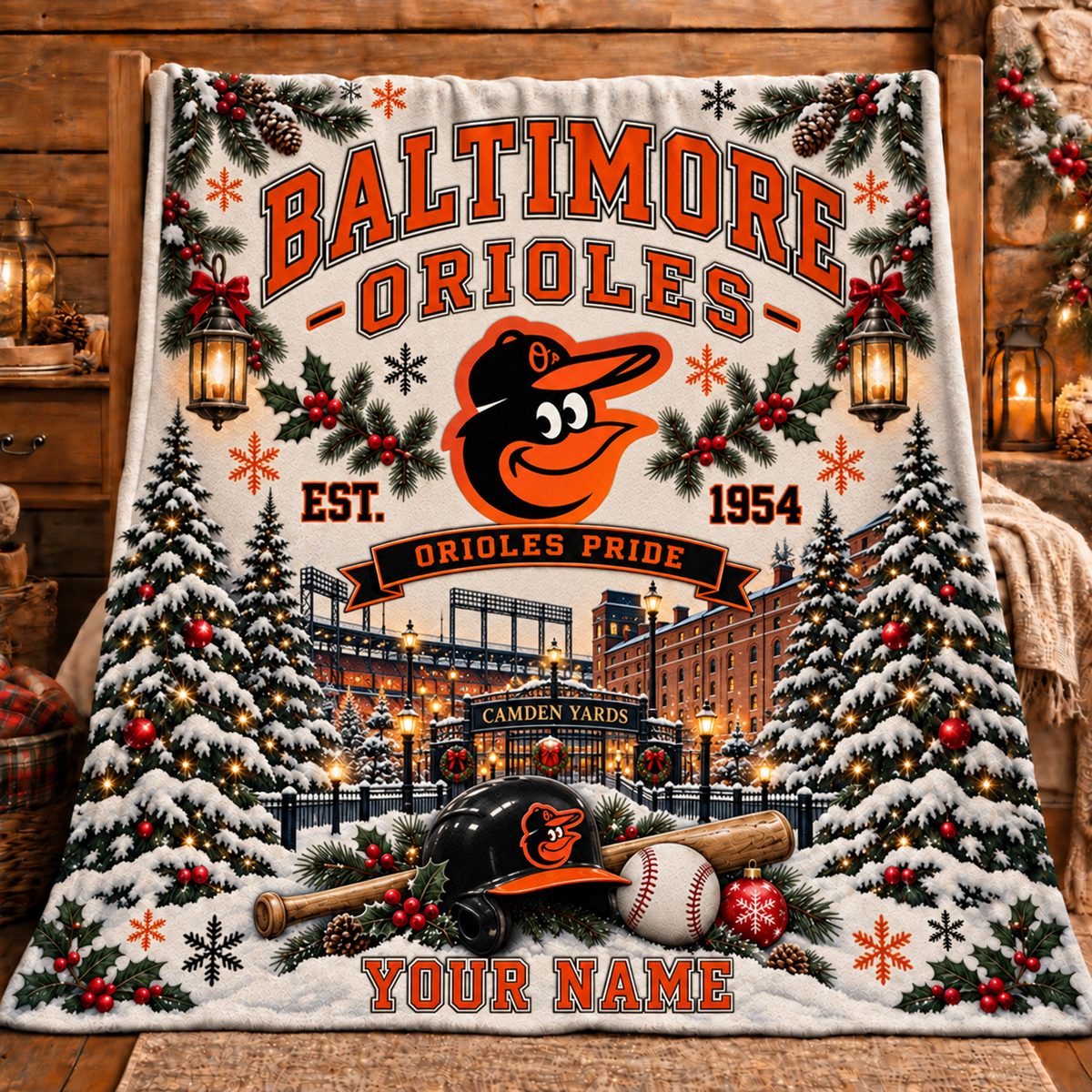 Premium MLB x BAL Pride Personalized Name Blanket