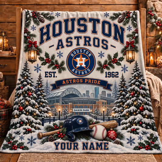 Premium MLB x HOU Pride Personalized Name Blanket