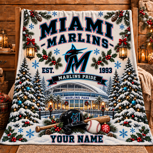 Premium MLB x MIA Pride Personalized Name Blanket