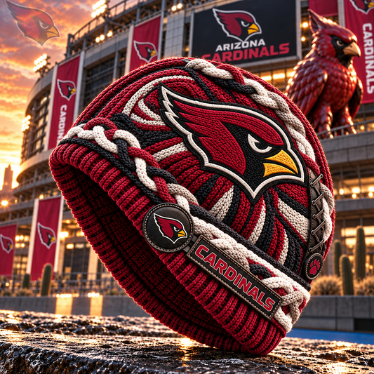 Premium NFL ARI Embroidered Cable Knit Beanie Hat
