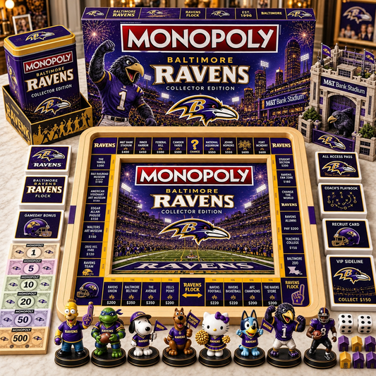 Premium NFL BR Monopoly Collector’s Edition Board Game Set with Mini Figures & Accessories