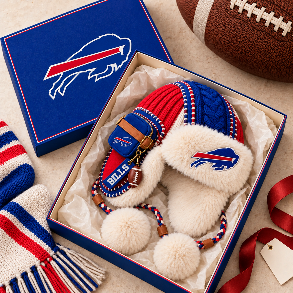 Premium NFL BUF Plush Trapper Hat