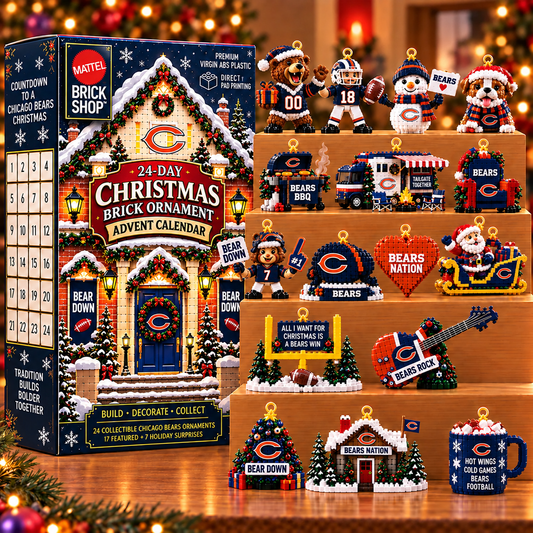 Premium NFL CHI Christmas Brick Ornament Advent Calendar