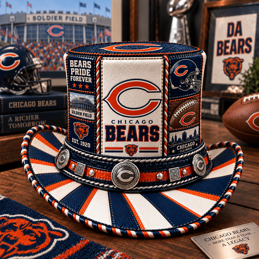 Premium NFL CHI Leather Top Hat