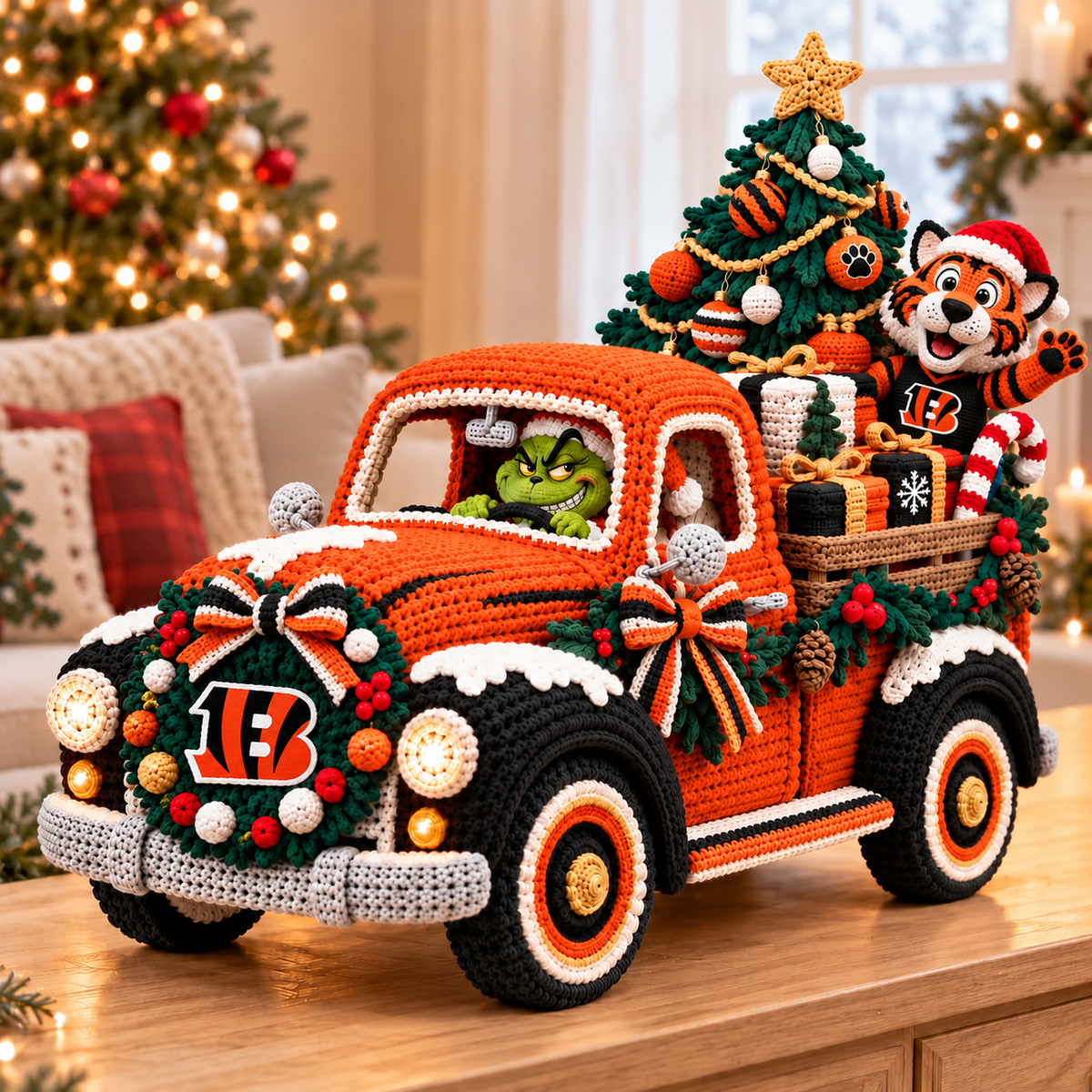 Premium NFL CIN Cozy Christmas Holiday Truck