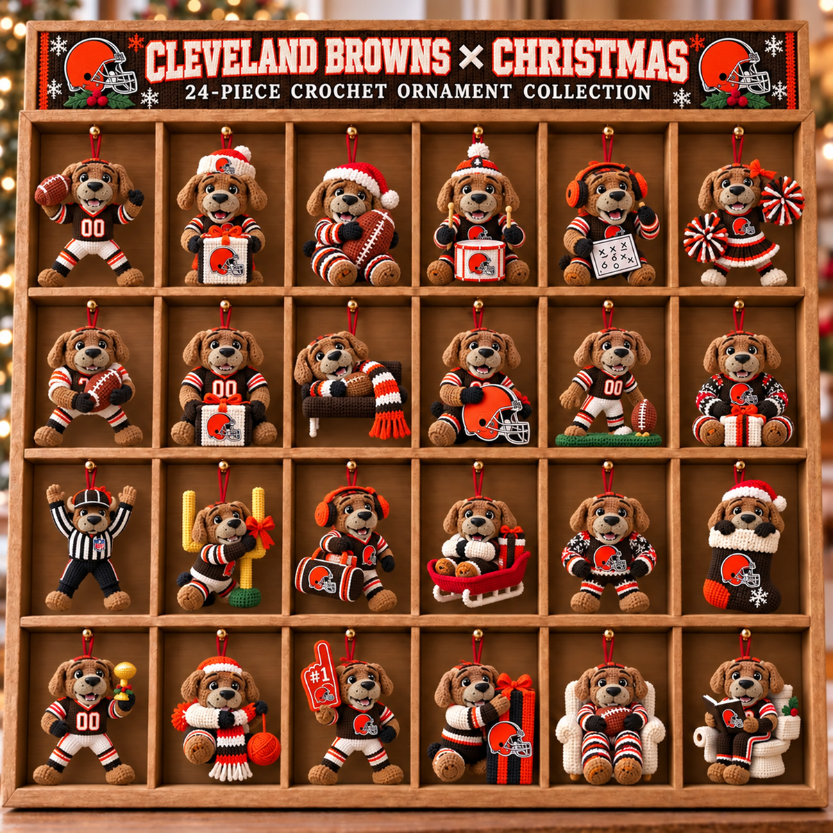 Premium NFL CLE Christmas Crochet Ornament Advent Calendar