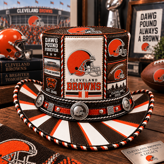 Premium NFL CLE Leather Top Hat
